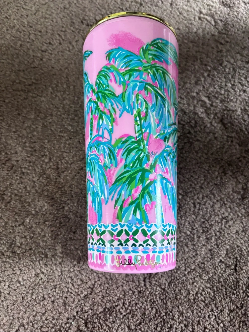Lilly Pulitzer Pink Palm Tree Patterned Tumbler